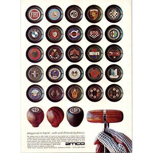 1973 Amco Car Accessories Shifter Knobs Vintage Print Ad Fiat Porsche Wall Art